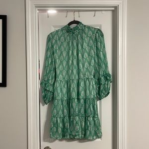 Size Large Vici Dress. Green ruffles. used/good condition